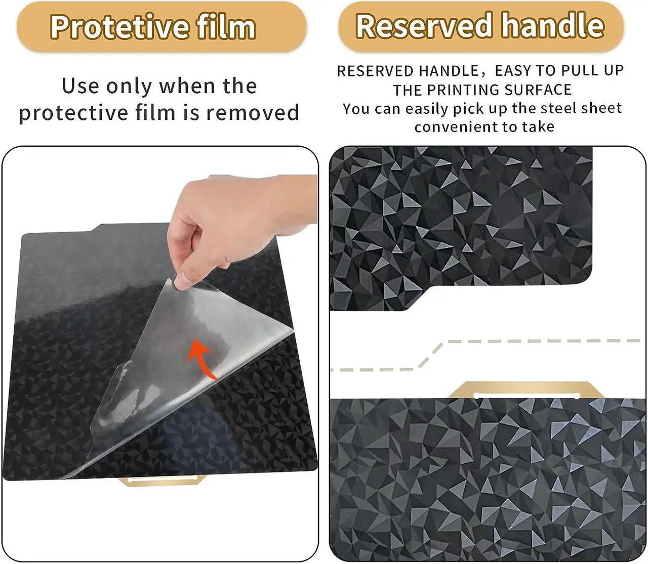 Alt view image 6 of 6 - IdeaFormer Smooth Diamond PEO+Textured PEI Plate for Bambu Lab X1 X1C P1P P1S A1, Double Sided Textured PEO PEI Build Plate for Bambulab Series 3D Printers