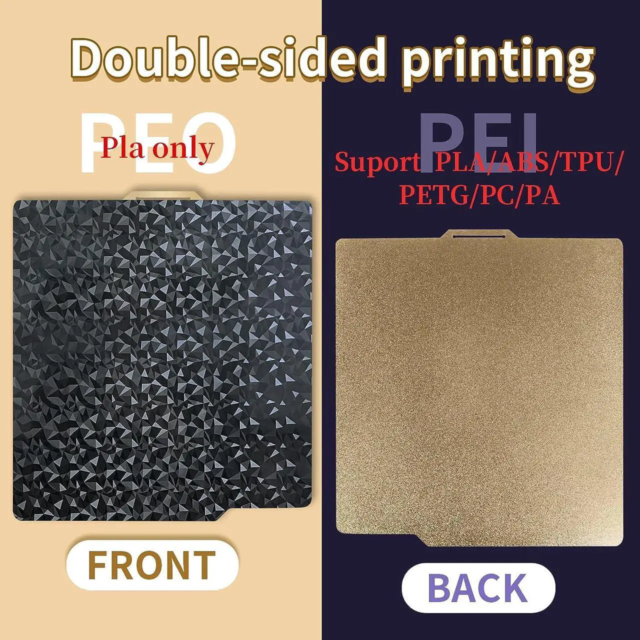 Alt view image 5 of 6 - IdeaFormer Smooth Diamond PEO+Textured PEI Plate for Bambu Lab X1 X1C P1P P1S A1, Double Sided Textured PEO PEI Build Plate for Bambulab Series 3D Printers