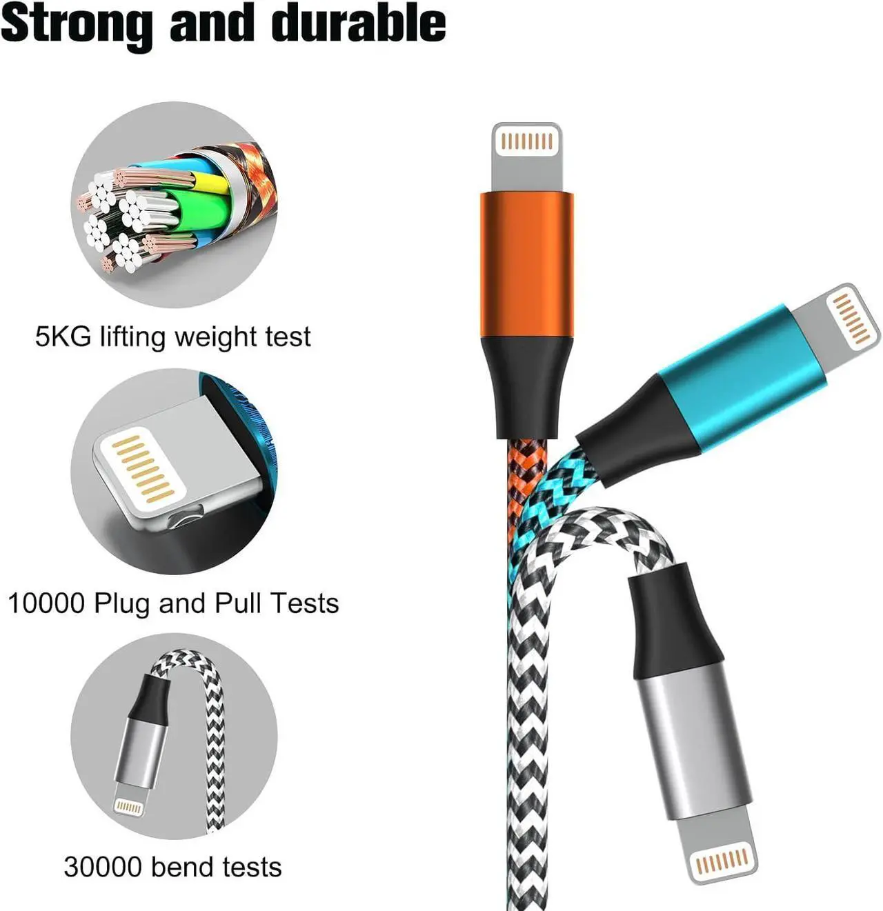 Alt view image 5 of 7 - [ MFi Certified] iPhone Charger Compatible for iPhone Charger 3Pack 3FT Fast Chargers Lightning Cable for iPhone 14/13/12/11/Xs/XR X/8/7/iPad iPod AirPods