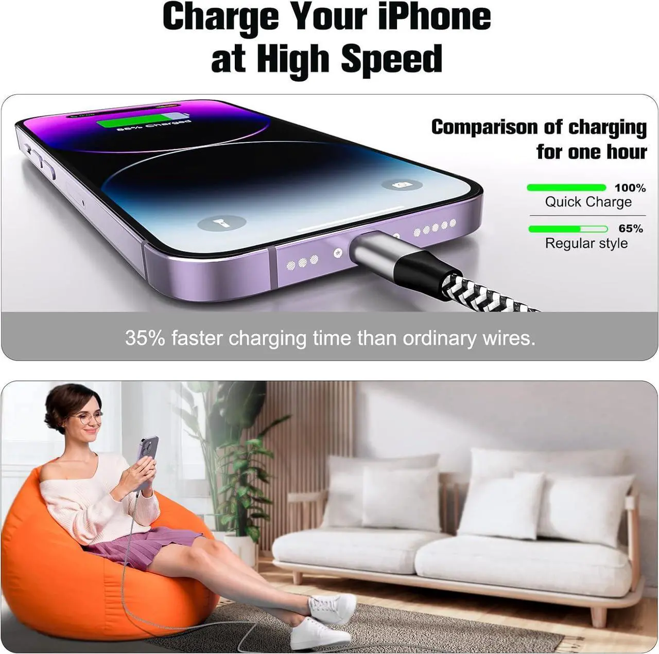 Alt view image 7 of 7 - [ MFi Certified] iPhone Charger Compatible for iPhone Charger 3Pack 3FT Fast Chargers Lightning Cable for iPhone 14/13/12/11/Xs/XR X/8/7/iPad iPod AirPods
