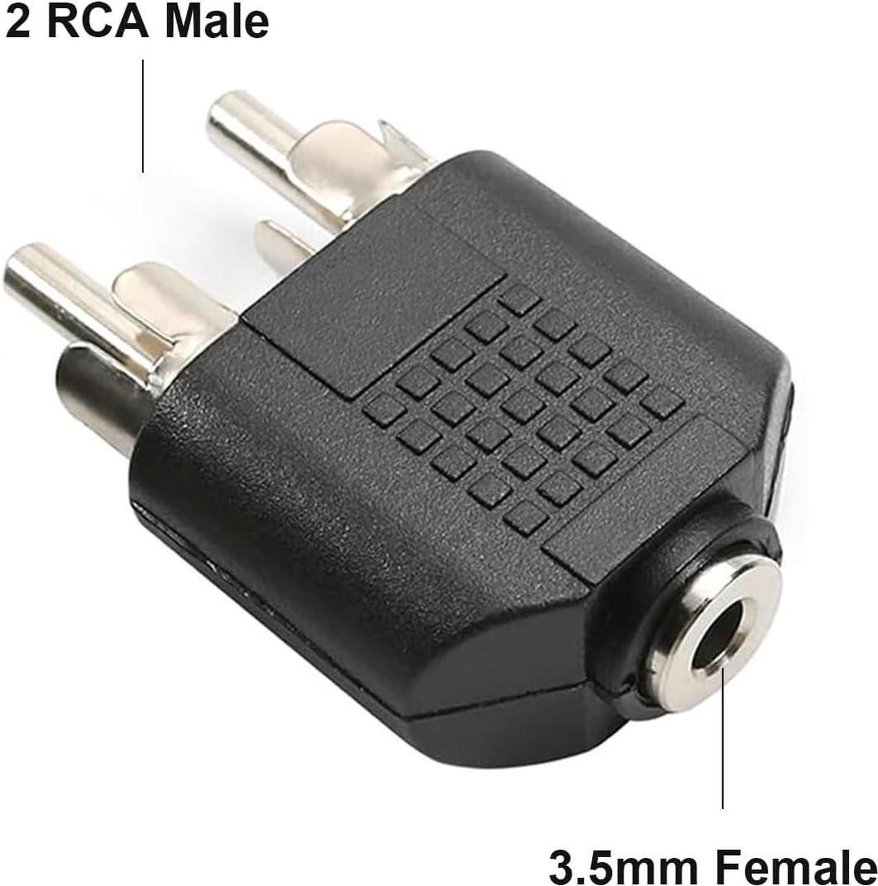 Alt view image 2 of 3 - Nickel Plated 2 RCA Male to 3.5mm Stereo Female Connector Adapter
