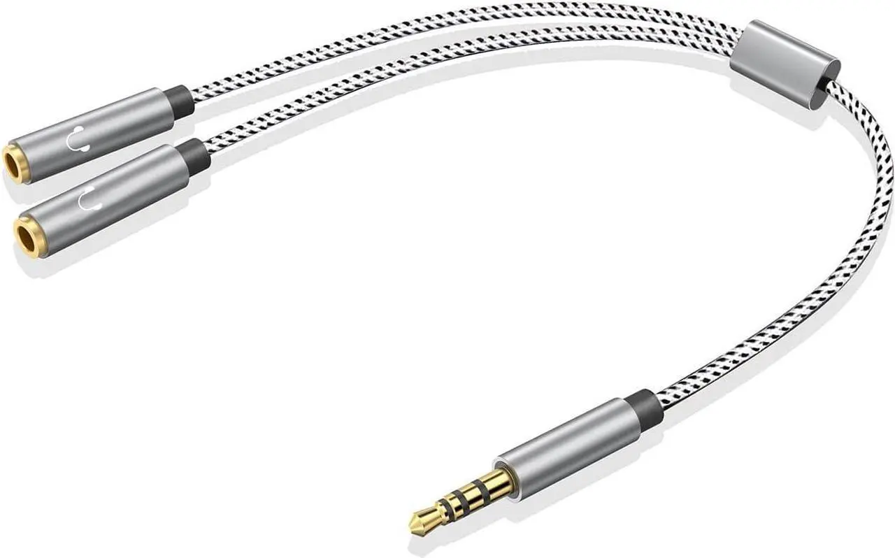 Main image of Headphone Splitter 3.5mm Audio Stereo Y Splitter Extension Cable Male to Female Dual Headphone Jack Adapter 3 (1pack)