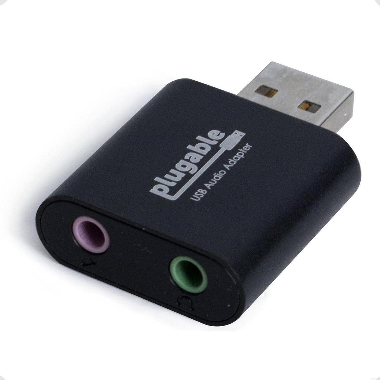 Main image of USB Audio Adapter with 3.5mm Speaker-Headphone and Microphone Jack Add an External Stereo Sound Card to Any PC Compatible with Windows Mac and Linux - Driverless