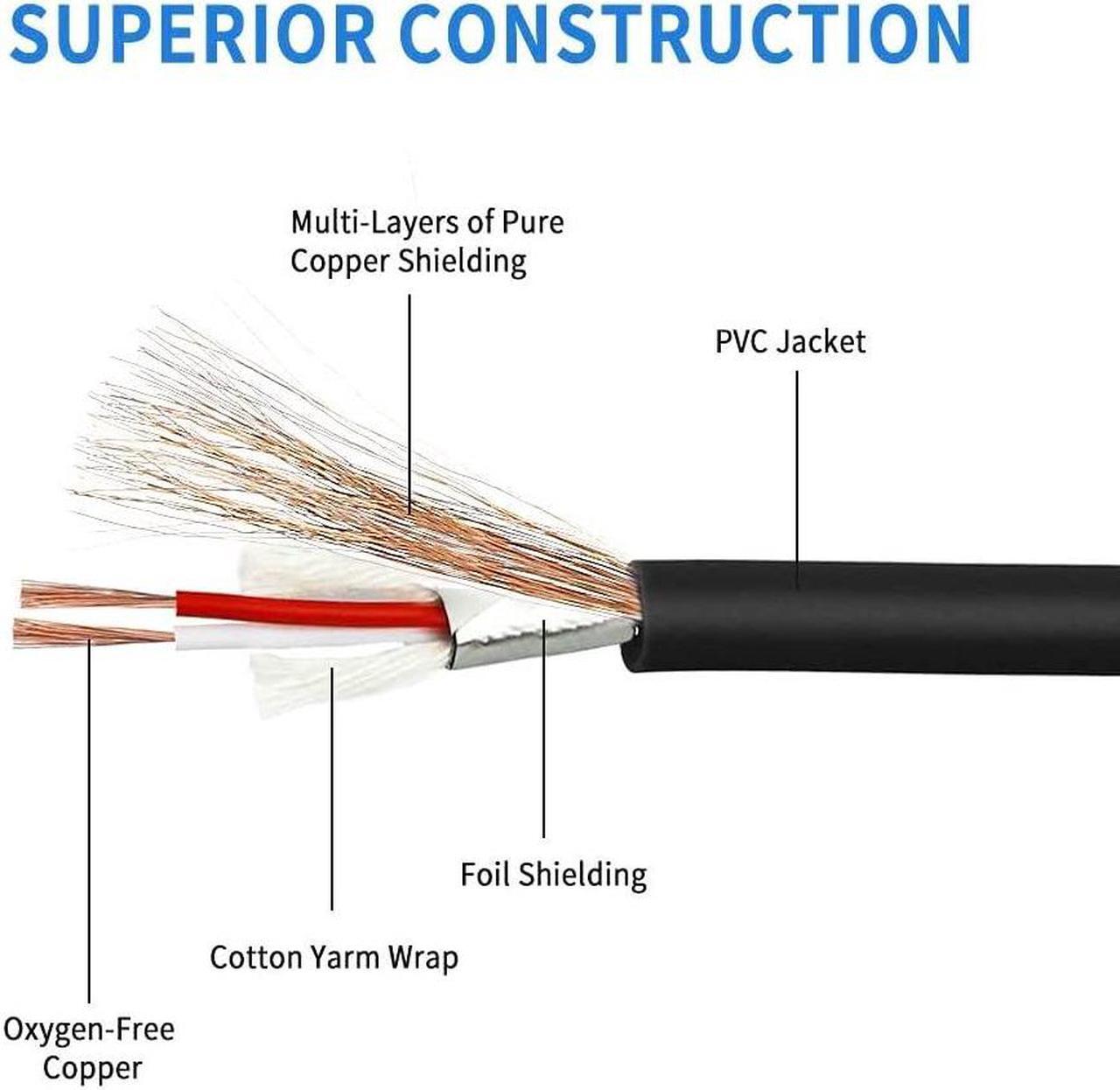 Alt view image 7 of 7 - XLR to 1/4 Cable Balanced XLR Female to 1/4 Female Stereo Audio Adapter 3 Pin Female XLR to Quarter inch TRS Connector Converter Interconnect Cable - 1.6 Feet