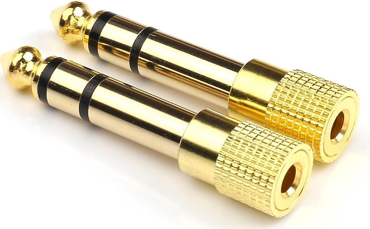 Alt view image 4 of 7 - Professional 6.35mm 1/4 inch Plug to 3.5mm 1/8 inch Jack Gold Plated TRS AUX Stereo Audio Headphone Jack Adapter Converter Connector(2 Pack)
