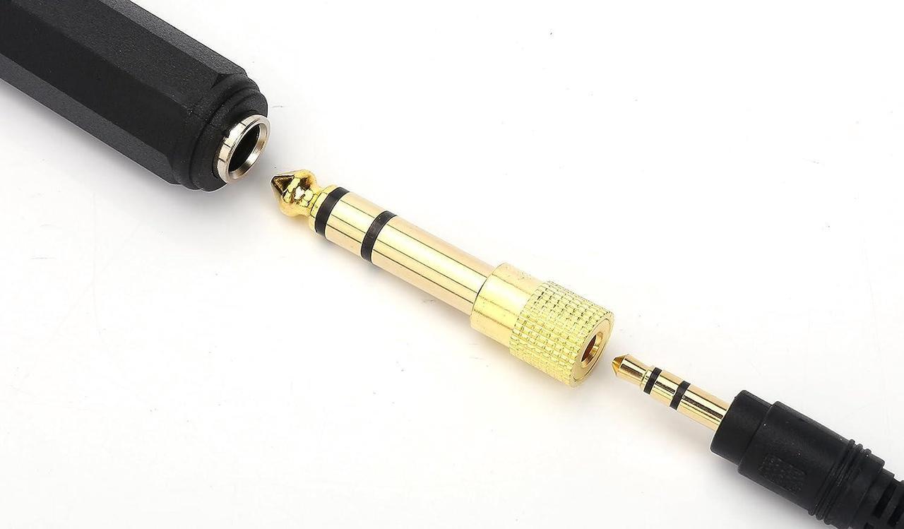 Alt view image 6 of 7 - Professional 6.35mm 1/4 inch Plug to 3.5mm 1/8 inch Jack Gold Plated TRS AUX Stereo Audio Headphone Jack Adapter Converter Connector(2 Pack)