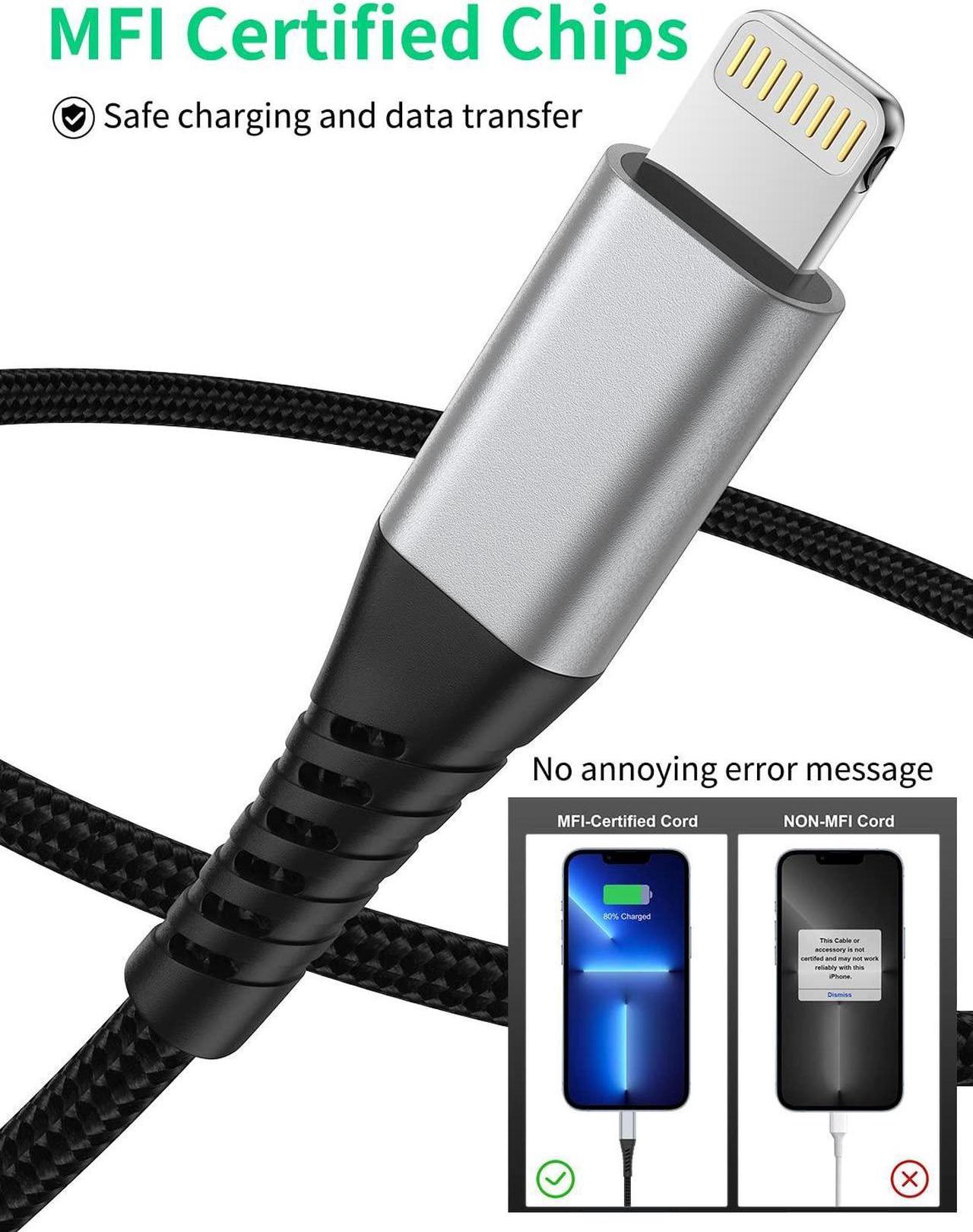 Alt view image 3 of 7 - Lightning Cable 2FT iPhone Charger Cable [3Pack] 2 Foot iPhone Charging Cord Fast Charging Braided USB to Lightning Cable for Apple iPhone 14 13 12 11 Pro Max Mini 10 8 7 Plus XR XS SE iPad Air Mini