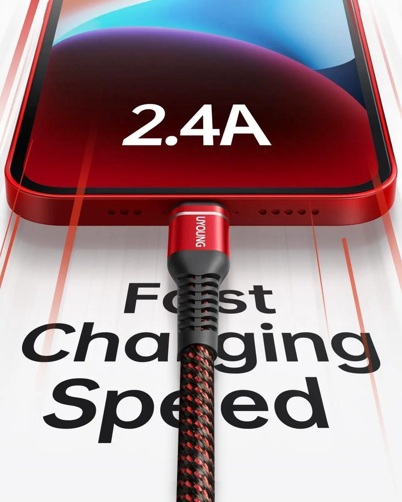 Alt view image 2 of 7 - iPhone Charger Cable 3Pack 6FT Lightning Cable USB Long Heavy Duty Nylon Fast iPhone Charging Cord Compatible with iPhone 14/13/12/11/Pro/X/Xs Max/XR /8/7/6/6S/plus/iPad Mini-Red