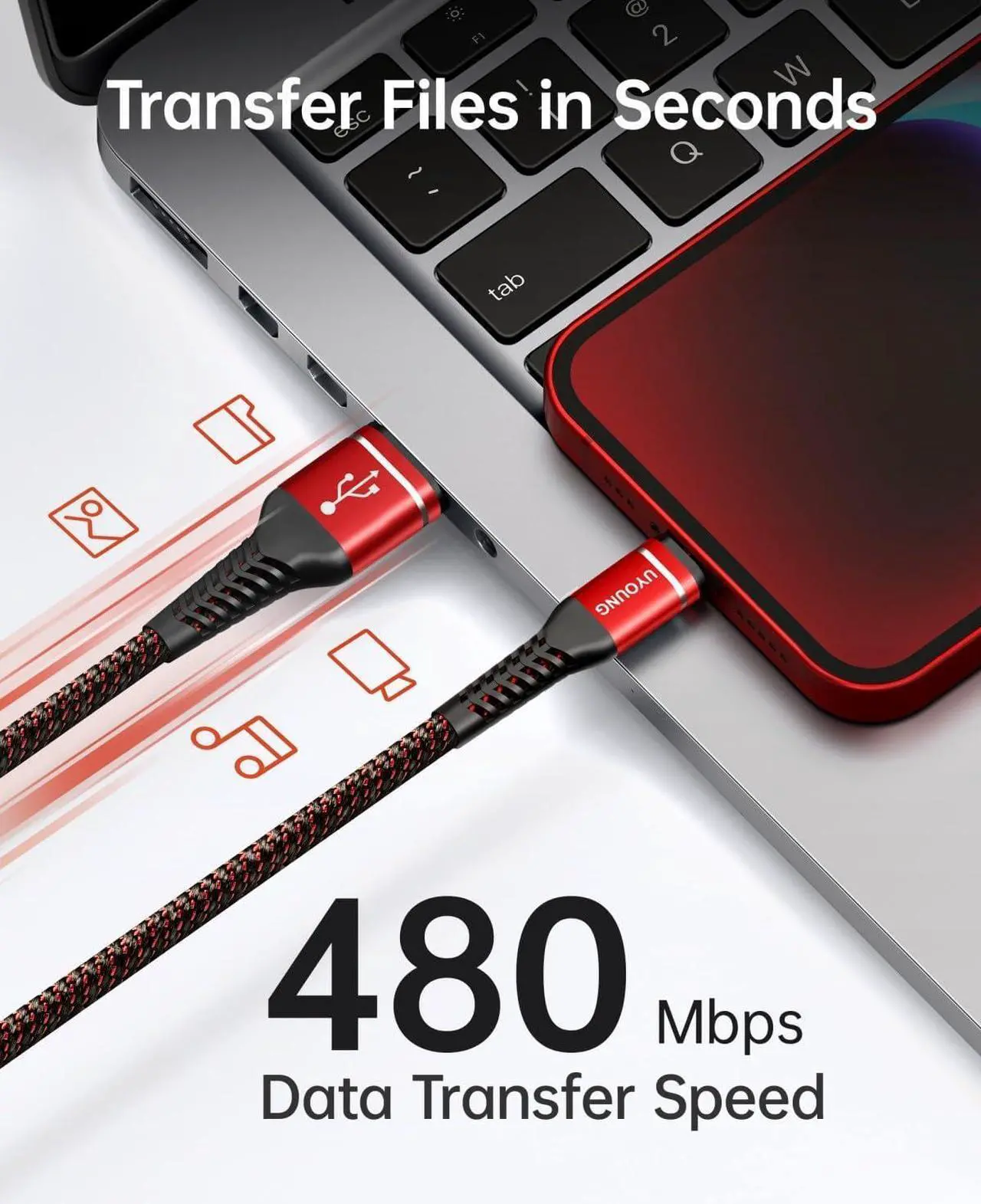 Alt view image 3 of 7 - iPhone Charger Cable 3Pack 6FT Lightning Cable USB Long Heavy Duty Nylon Fast iPhone Charging Cord Compatible with iPhone 14/13/12/11/Pro/X/Xs Max/XR /8/7/6/6S/plus/iPad Mini-Red