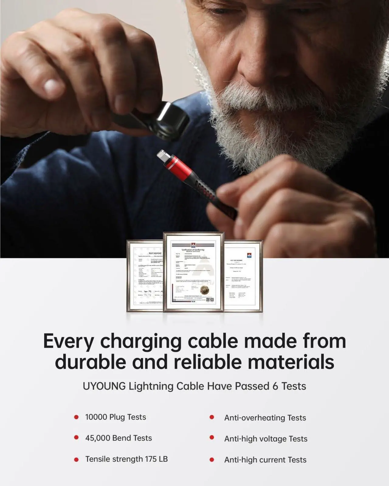 Alt view image 6 of 7 - iPhone Charger Cable 3Pack 6FT Lightning Cable USB Long Heavy Duty Nylon Fast iPhone Charging Cord Compatible with iPhone 14/13/12/11/Pro/X/Xs Max/XR /8/7/6/6S/plus/iPad Mini-Red