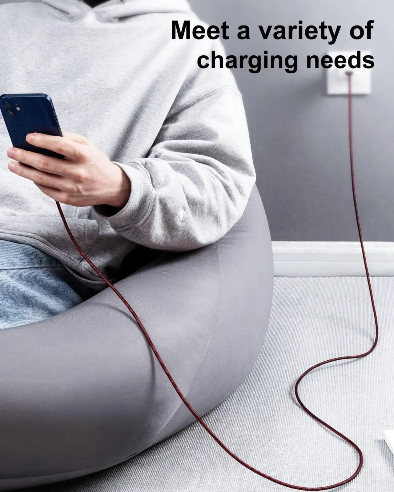 Alt view image 7 of 7 - iPhone Charger Cable 3Pack 6FT Lightning Cable USB Long Heavy Duty Nylon Fast iPhone Charging Cord Compatible with iPhone 14/13/12/11/Pro/X/Xs Max/XR /8/7/6/6S/plus/iPad Mini-Red