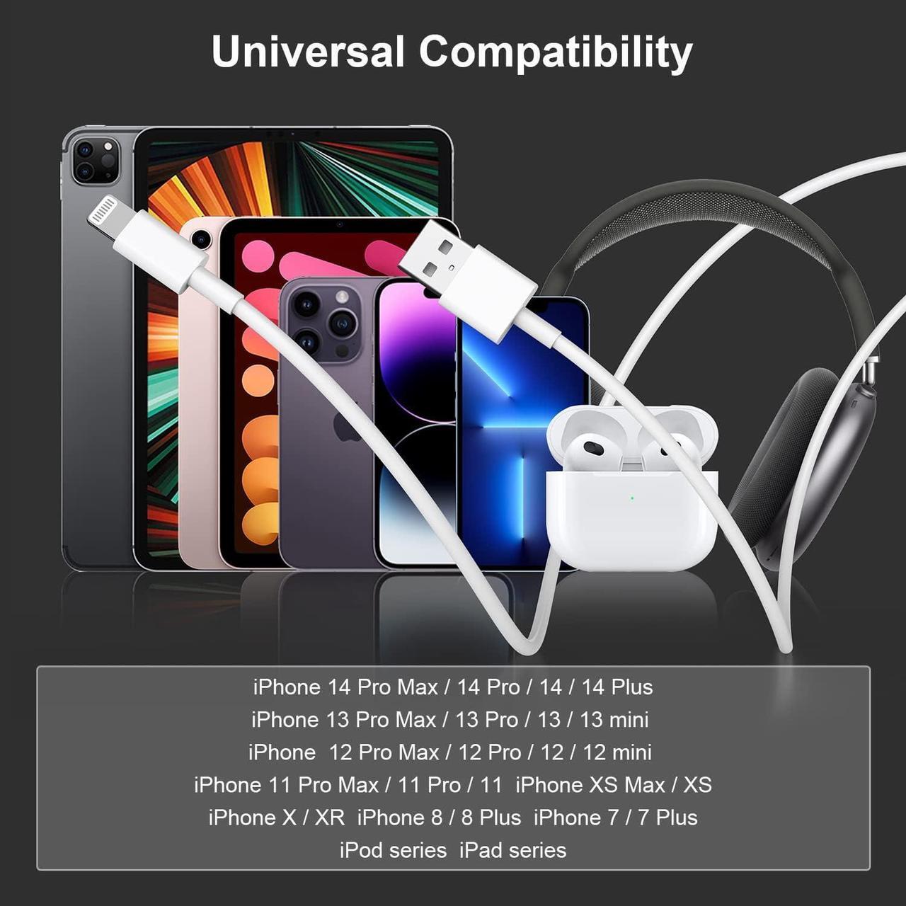 Alt view image 6 of 7 - 2pack 10ft iPhone Charger [Apple MFi Certified] Long iPhone Charger Cord 10 ft Apple Lightning to USB Cable 10 Foot Fast Charging Cords for iPhone Charger 14/13/12/11/13 Pro/13 Max/X/XS/XR/XS