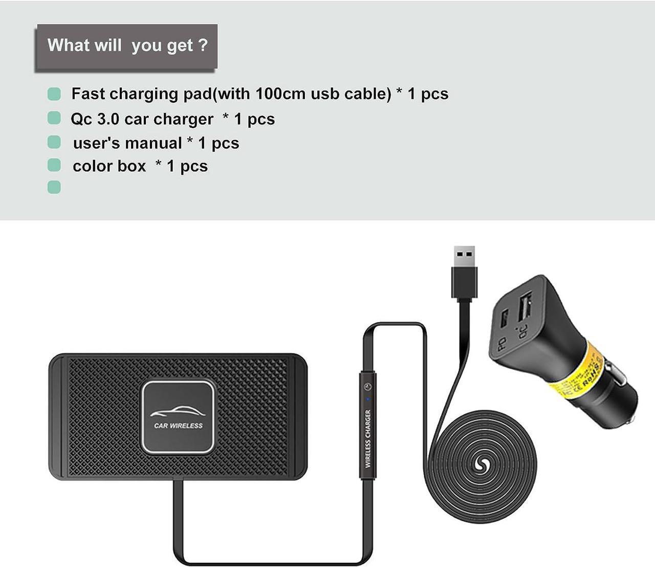 Alt view image 6 of 7 - Wireless Charger Wireless car Charger Charging pad 10W Wireless Phone Charger Fast Non Slip Charger for car Android Wireless Charging mat for Cell Phone Galaxy 21/20 NOTE10 S9S10 S8(C1Y)