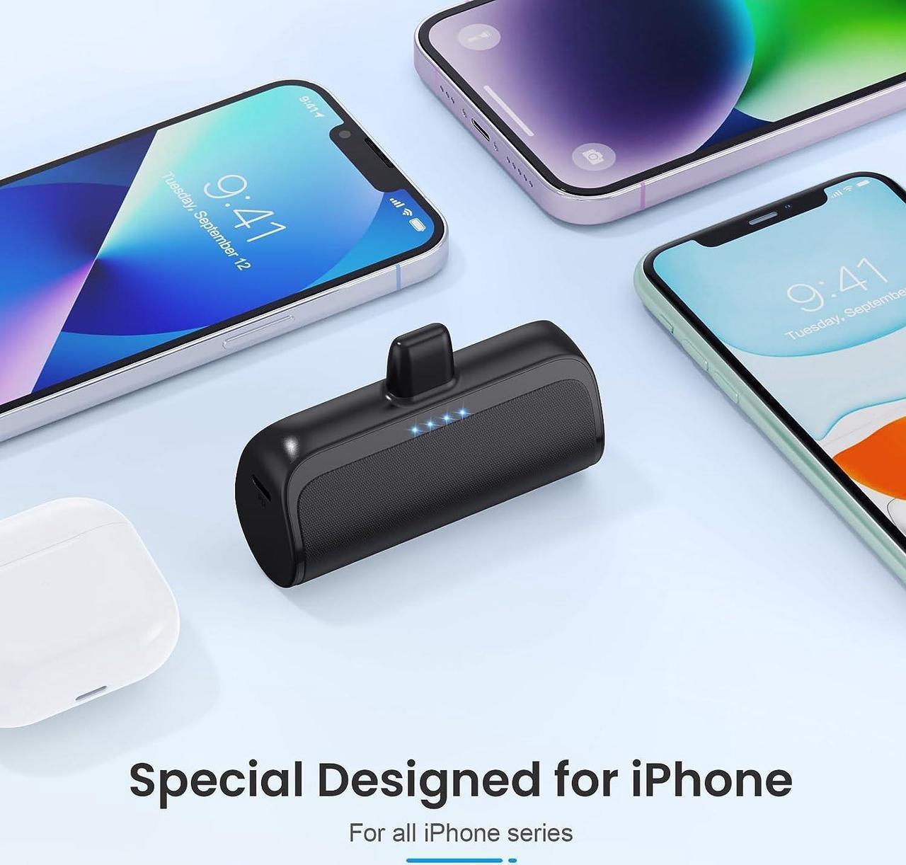 Alt view image 2 of 7 - Mini Portable Charger Power Bank for iPhone 5200mAh Portable Phone Charger Ultra-Compact PD Fast Charging Battery Pack Compatible with iPhone 14/14 Plus/Pro Max/13/12/12 Mini/11/XS/XR/X/8/7/6/6s