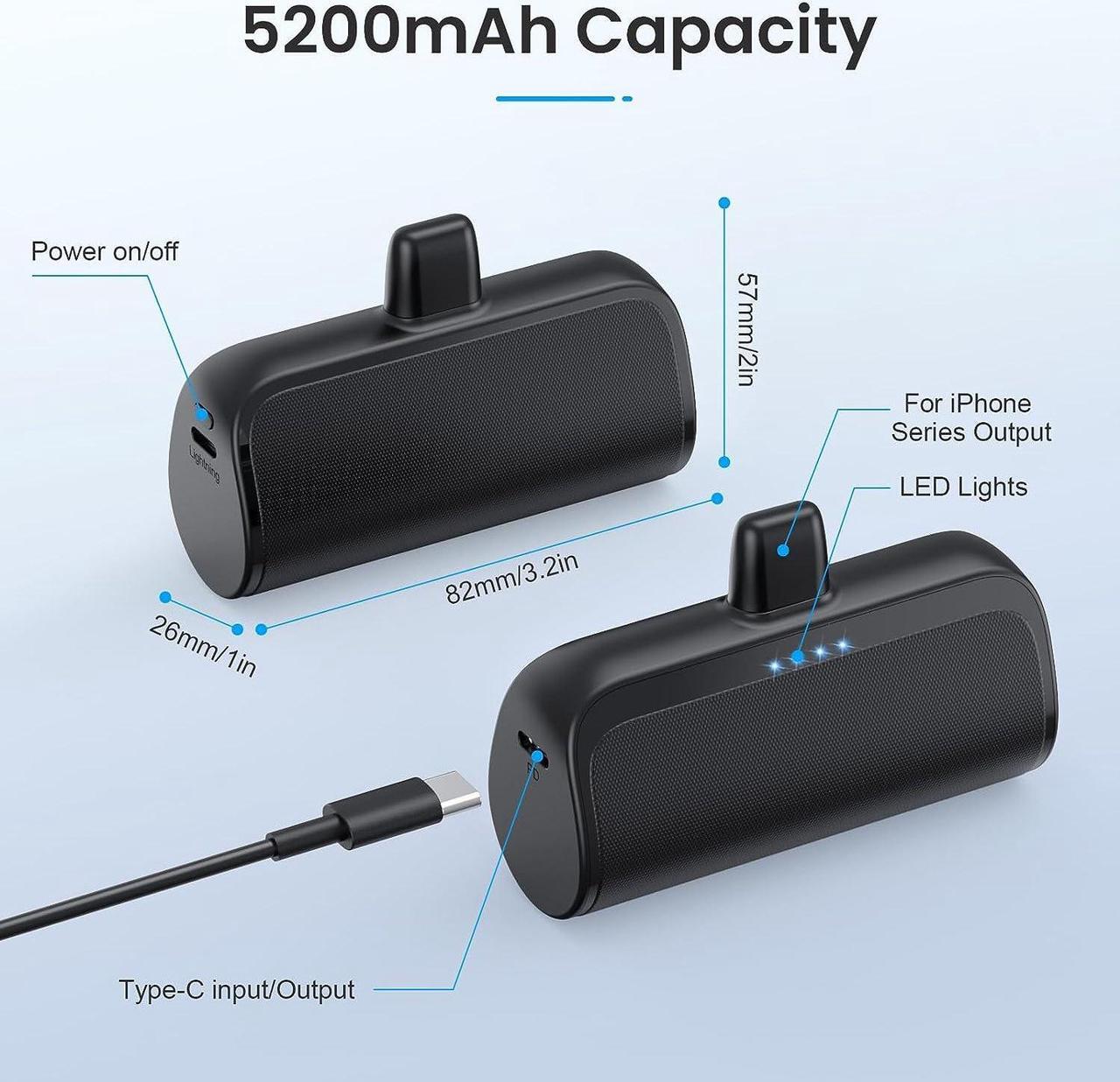 Alt view image 7 of 7 - Mini Portable Charger Power Bank for iPhone 5200mAh Portable Phone Charger Ultra-Compact PD Fast Charging Battery Pack Compatible with iPhone 14/14 Plus/Pro Max/13/12/12 Mini/11/XS/XR/X/8/7/6/6s