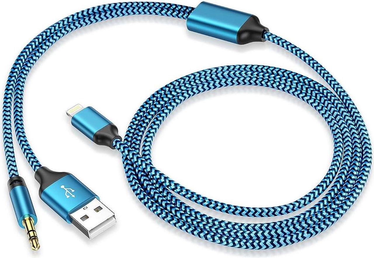 Main image of iPhone Aux Cord for Car Lightning to 3.5mm Aux Cord 2 in 1 Audio and Charging Cable for Car Home Stereo Speaker Headphone Car Charger Compatible with iPhone 14 13 12 11 Pro Max XR XS 8 iPad iPod-4FT