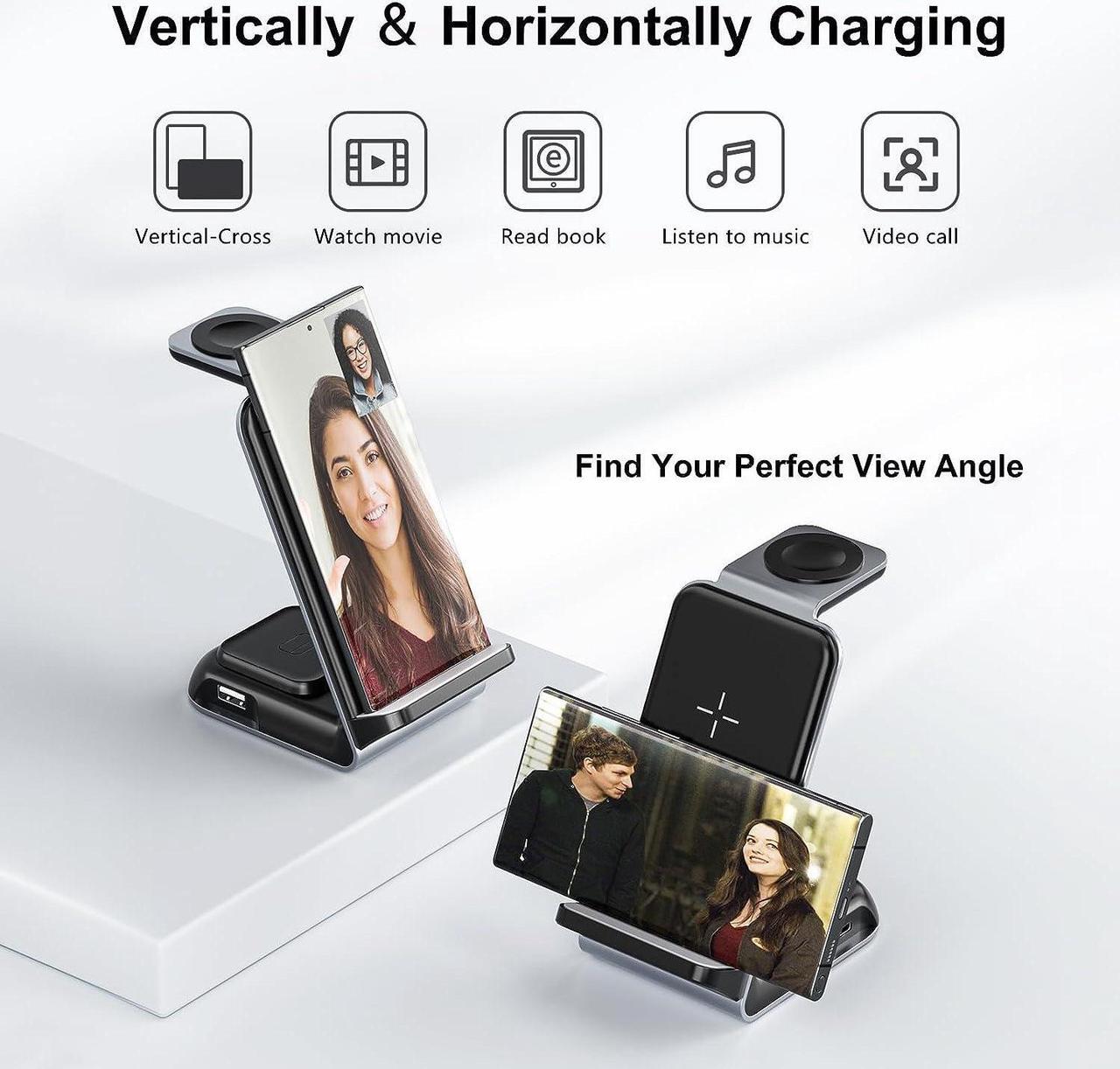 Alt view image 5 of 6 - Wireless Charging Station for Samsung - Fast Charging Wireless Charger for Galaxy S23 Ultra/S23/S23+/Z Flip/Fold 5/4/3/iphone/Android Phones, Galaxy Watch 6/5 Pro/5/4/3 & Buds.(with 30W PD Adapter)
