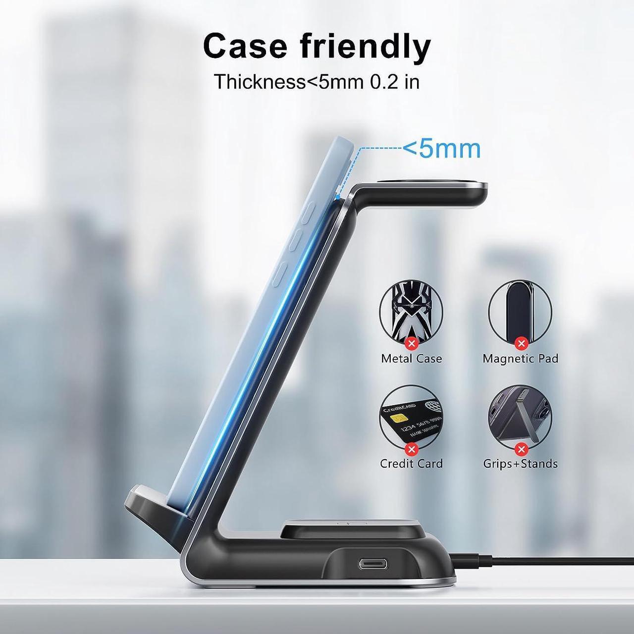 Alt view image 6 of 6 - Wireless Charging Station for Samsung - Fast Charging Wireless Charger for Galaxy S23 Ultra/S23/S23+/Z Flip/Fold 5/4/3/iphone/Android Phones, Galaxy Watch 6/5 Pro/5/4/3 & Buds.(with 30W PD Adapter)