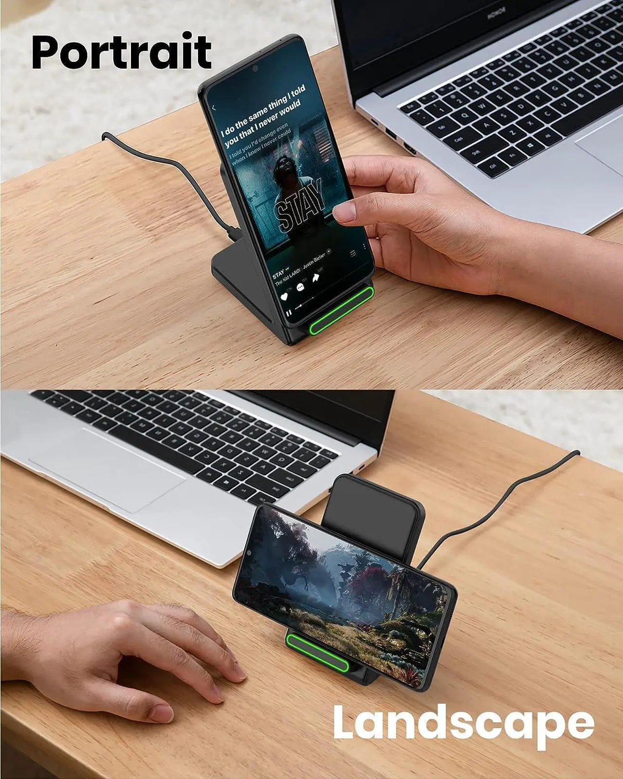 Alt view image 3 of 6 - Wireless Charger Wireless Phone Charger Samsung S22/S21/S20/S10/S9 +/Ultra Note 20/10/9 Wireless Charging Stand for iPhone 14/13/12 Pro Max/Pro/Mini SE 11 X XR XS MAX X 8 Plus (Adapter Included)