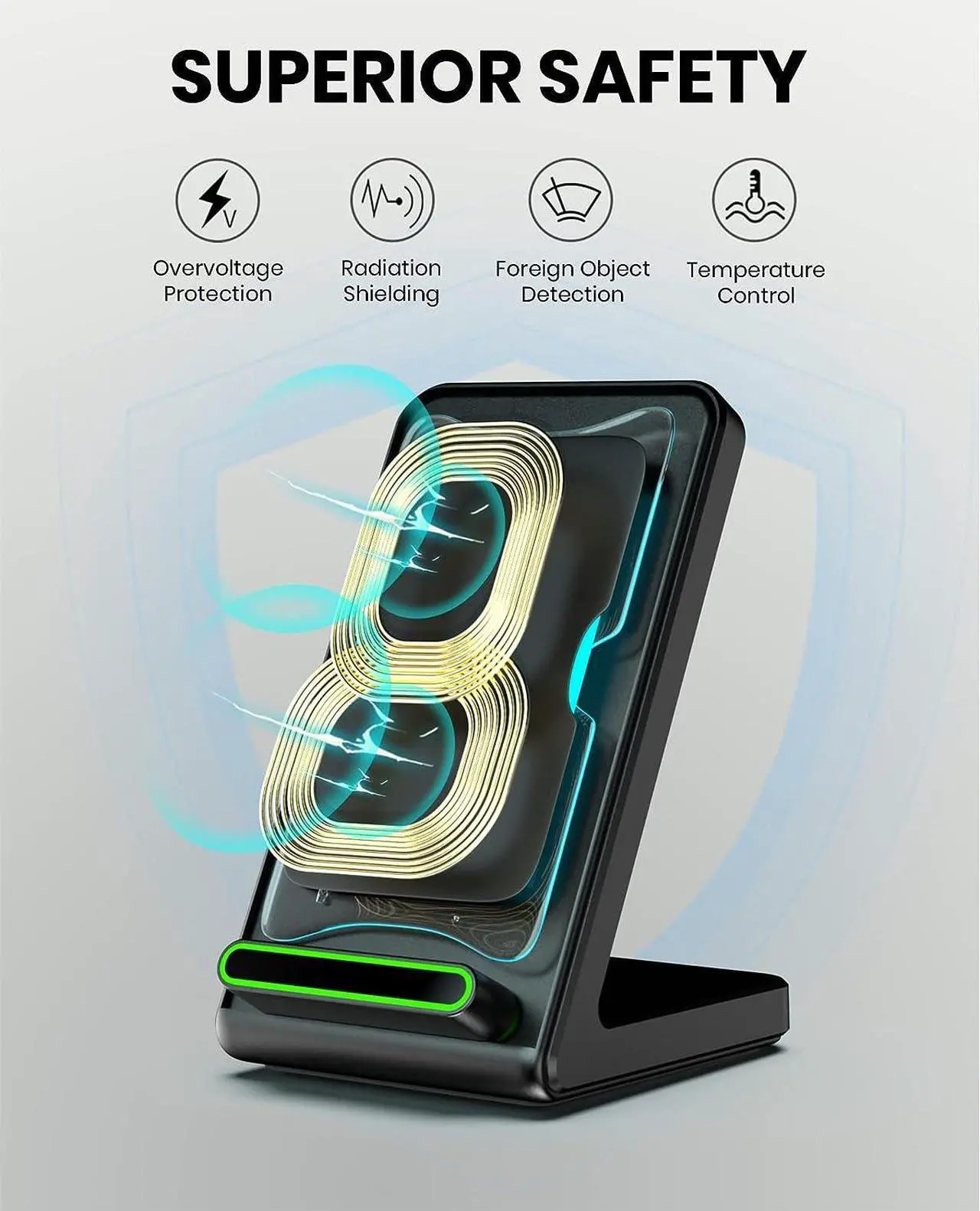 Alt view image 6 of 6 - Wireless Charger Wireless Phone Charger Samsung S22/S21/S20/S10/S9 +/Ultra Note 20/10/9 Wireless Charging Stand for iPhone 14/13/12 Pro Max/Pro/Mini SE 11 X XR XS MAX X 8 Plus (Adapter Included)