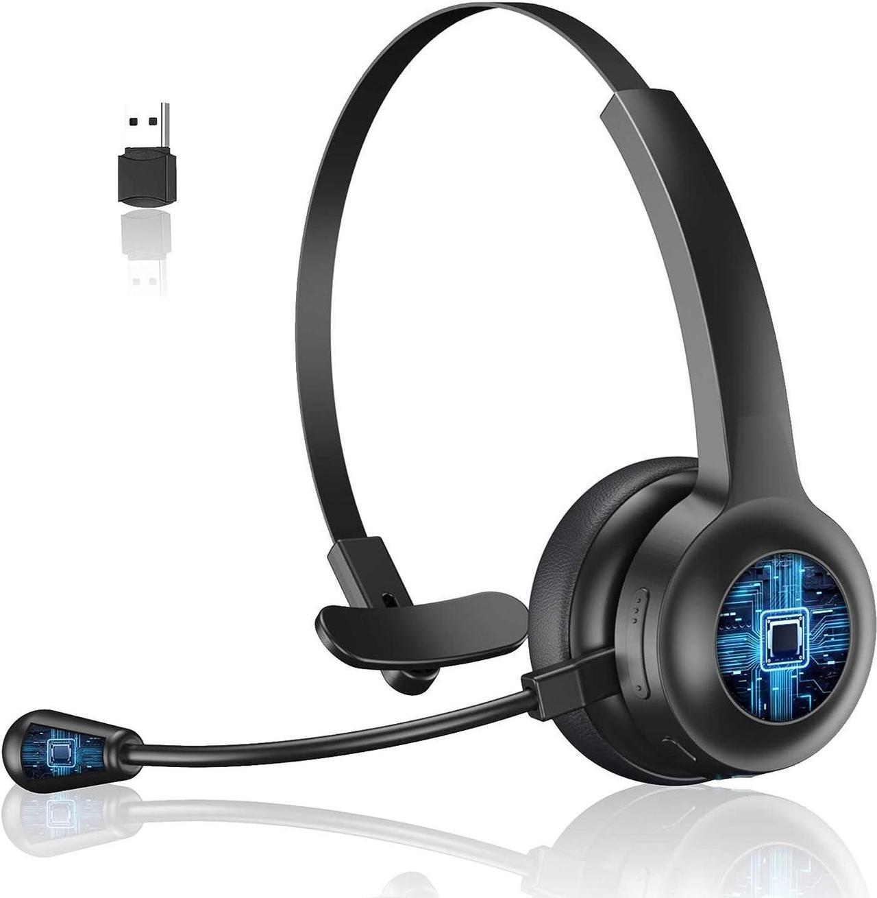Main image of Trucker Bluetooth Headset w/Noise Cancelling Microphone for PC Cell Phones - Easy Mute | Light 6.5 oz | Telephone Office Wireless Headphones for Zoom Teams