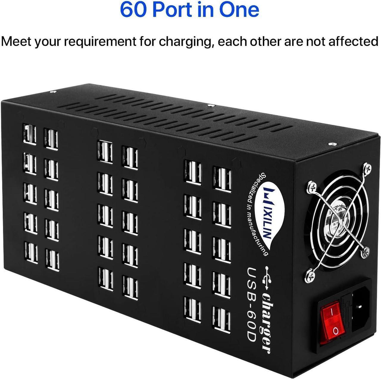 Alt view image 2 of 7 - USB Charging Station, Cinlinso 60 Port 300W/60A,Intelligent Protection,MultiPort USB Charger Station for Smartphone Tablets School Hotel