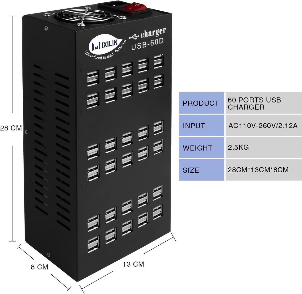 Alt view image 5 of 7 - USB Charging Station, Cinlinso 60 Port 300W/60A,Intelligent Protection,MultiPort USB Charger Station for Smartphone Tablets School Hotel