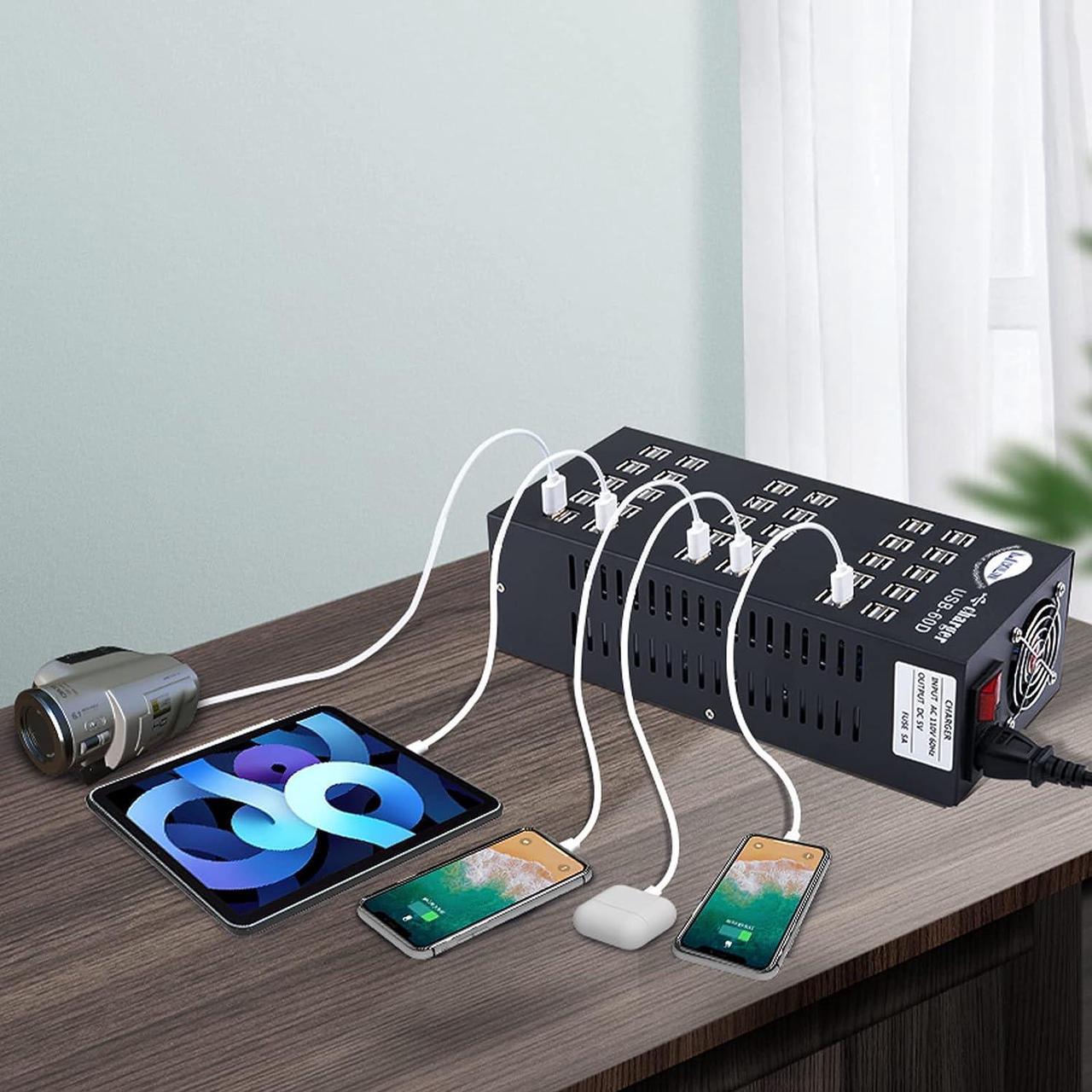 Alt view image 7 of 7 - USB Charging Station, Cinlinso 60 Port 300W/60A,Intelligent Protection,MultiPort USB Charger Station for Smartphone Tablets School Hotel