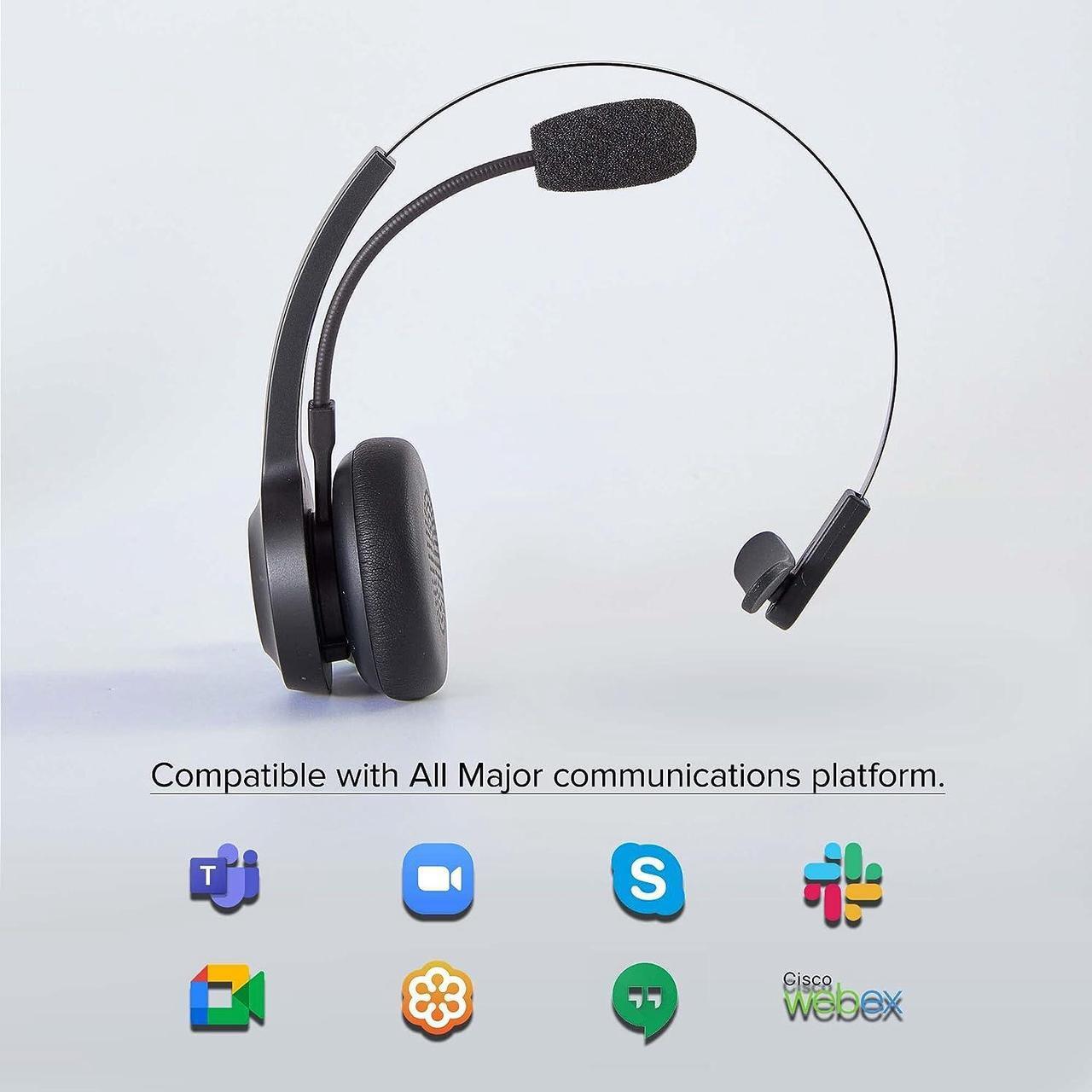 Alt view image 7 of 7 - Trucker Bluetooth Headset w/Noise Cancelling Microphone for PC Cell Phones - Easy Mute | Light 6.5 oz | Telephone Office Wireless Headphones for Zoom Teams