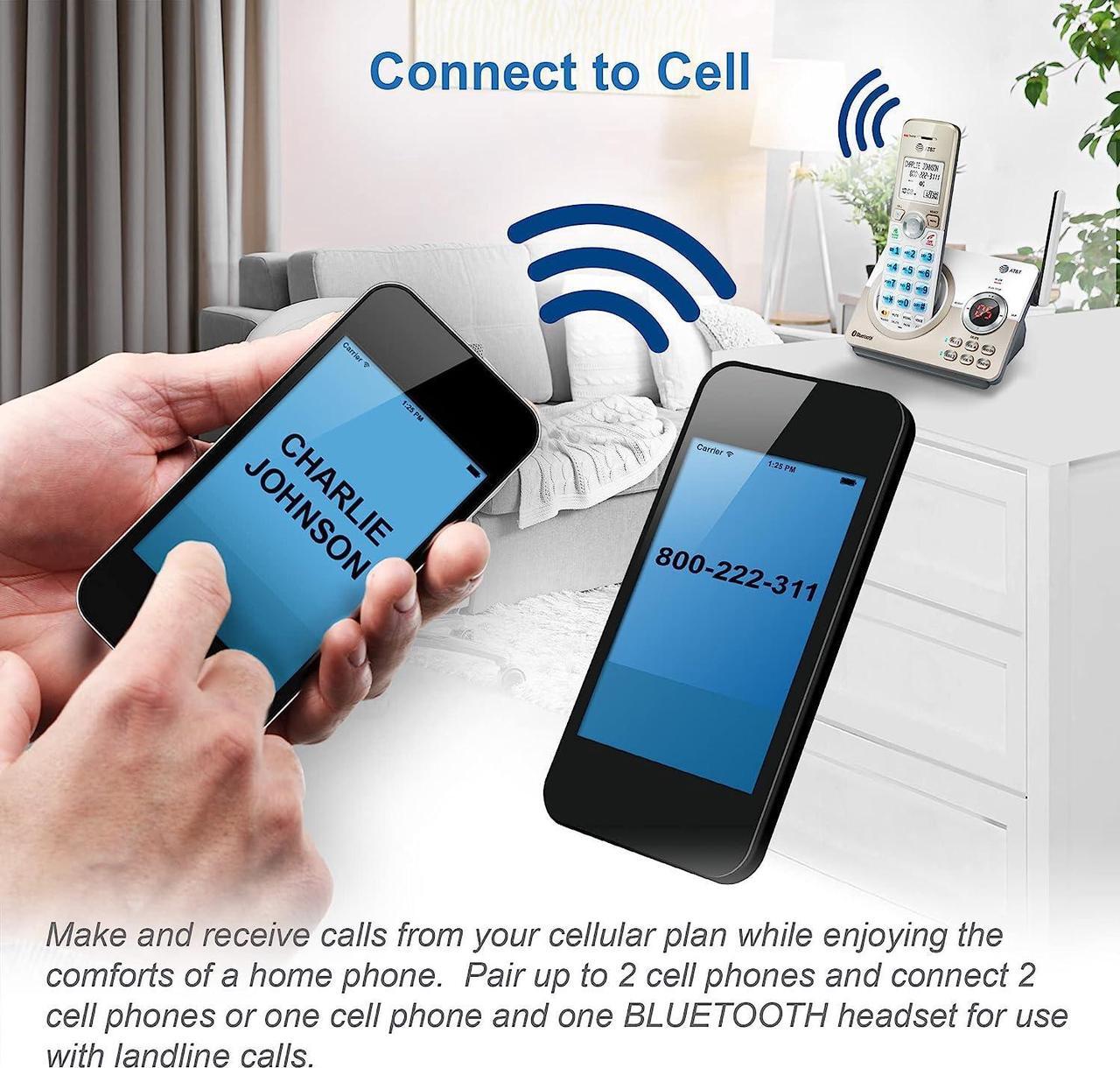 Alt view image 4 of 7 - DL72119 DECT 6.0 Cordless Phone for Home with Bluetooth Connect to Cell Call Blocking 1.8 Backlit Screen Big Buttons intercom and Unsurpassed Range