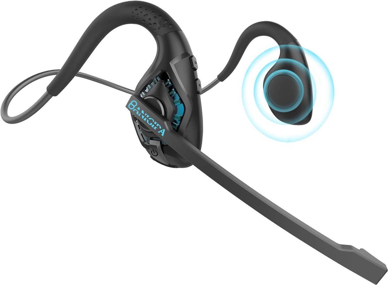 Main image of Bluetooth Headset with Boom Microphone Open Ear Headphones w/Noise Canceling Mic Wireless Headset for Phone Laptop PC Computer Light and Comfortable for Office Meeting Home Working-10 Hrs