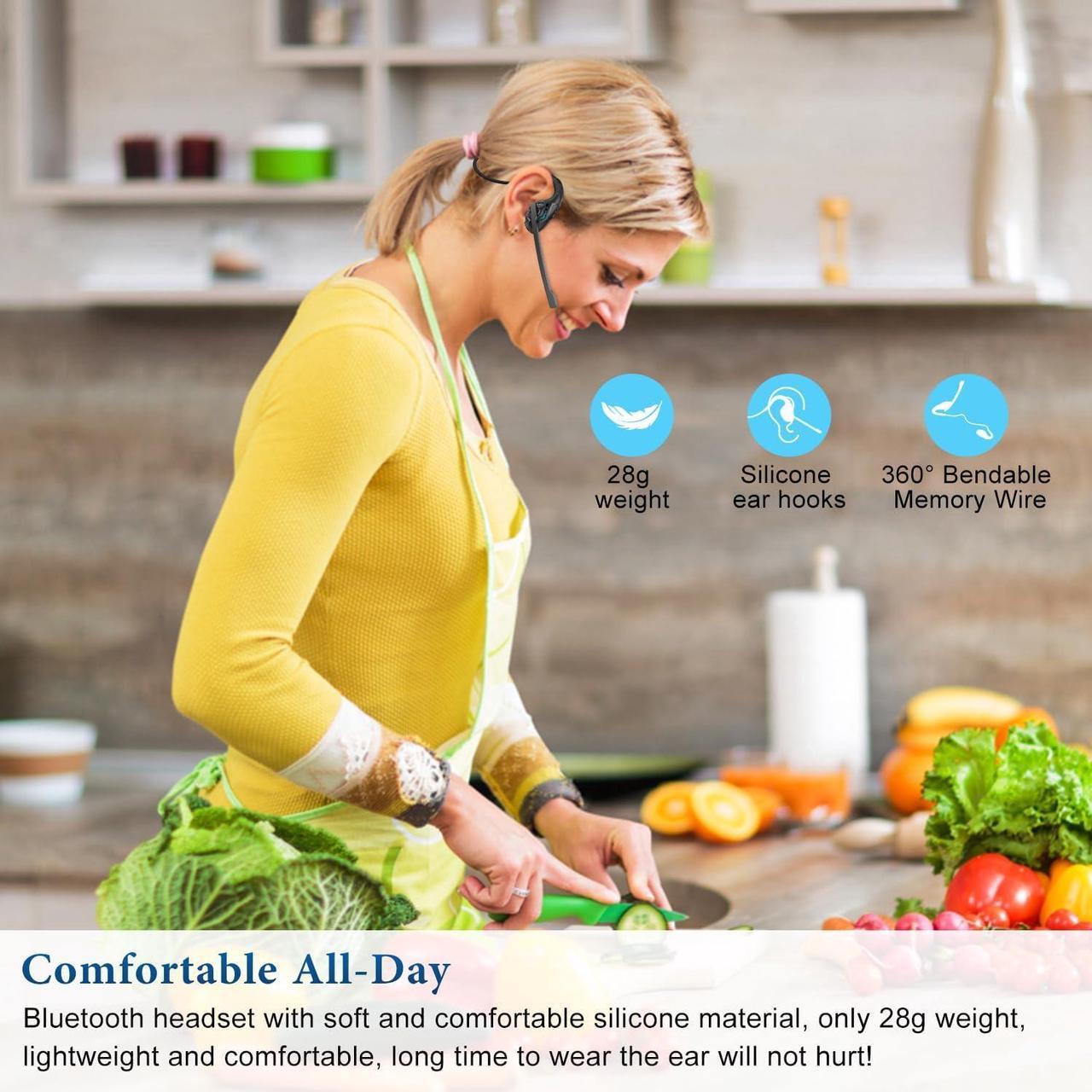Alt view image 4 of 7 - Bluetooth Headset with Boom Microphone Open Ear Headphones w/Noise Canceling Mic Wireless Headset for Phone Laptop PC Computer Light and Comfortable for Office Meeting Home Working-10 Hrs