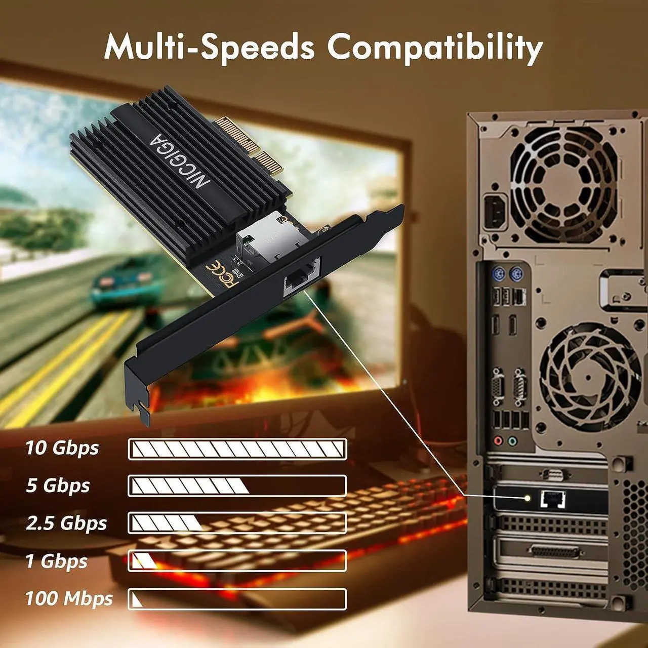 10G BaseT PCIe Network Card Marvell AQtion AQC113C Controller 10Gb Adapter 10Gbe RJ45