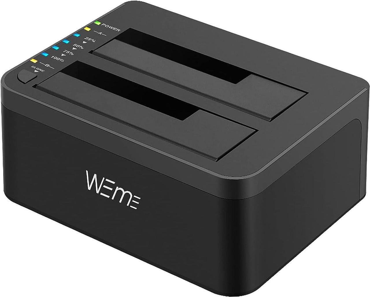 WEme USB 3.0 to SATA Dual-Bay External Hard Drive Docking Station with Offline Clone/Duplicator Function for 2.5 & 3.5 Inch HDD SSD SATA (SATA I/II/III) Support 2X 8TB & UASP, Tool-Free