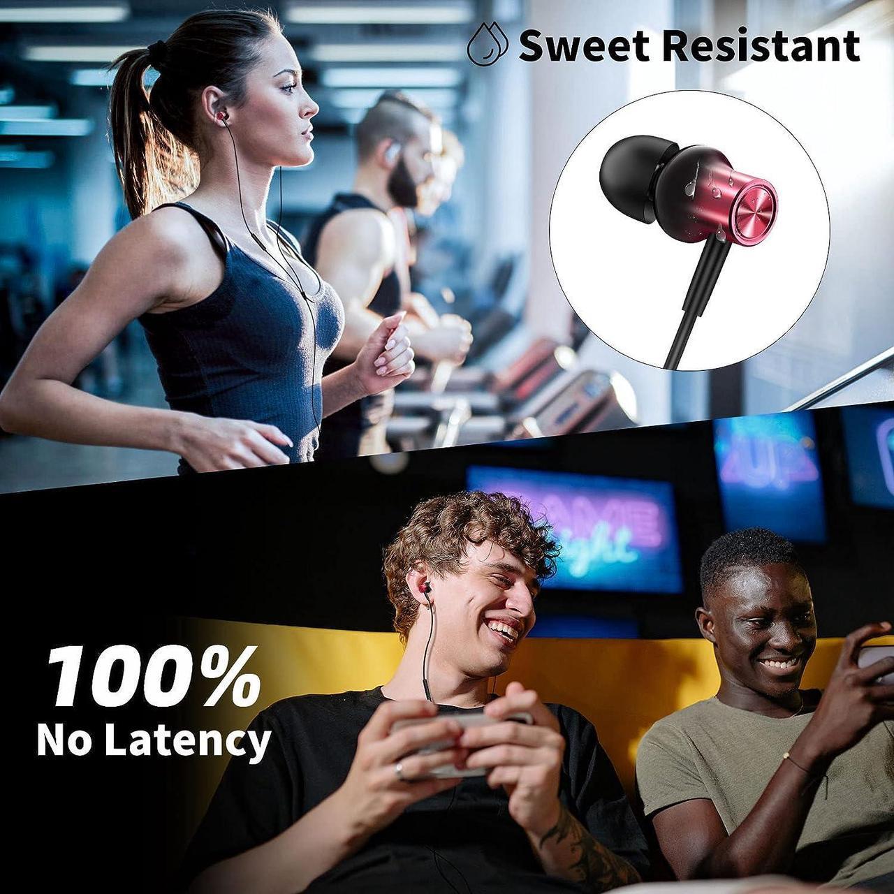 Alt view image 4 of 7 - 3.5mm Jack Earbuds Magnetic Wired Earphone for Samsung Galaxy A14 A13 A03 Core S10 S10e in-Ear Headphone Noise Canceling HiFi Stereo Audio Corded Headset for iPhone 6 6s 5 Moto G Stylus Pure Black+Red