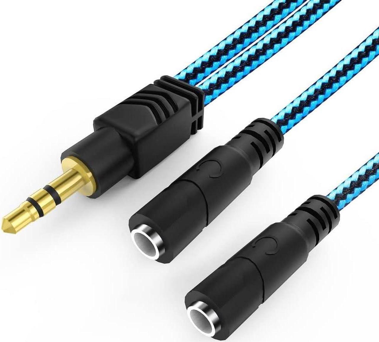 Main image of Headphone Splitter for 2 Headphones 2 Way 3.5mm Adapter Aux Cable Mini Jack Male to Dual Female Stereo Audio Y Splitter Couple Adapter Compatible with iPad iPhone iPod MacBook PC Amplifier Speaker