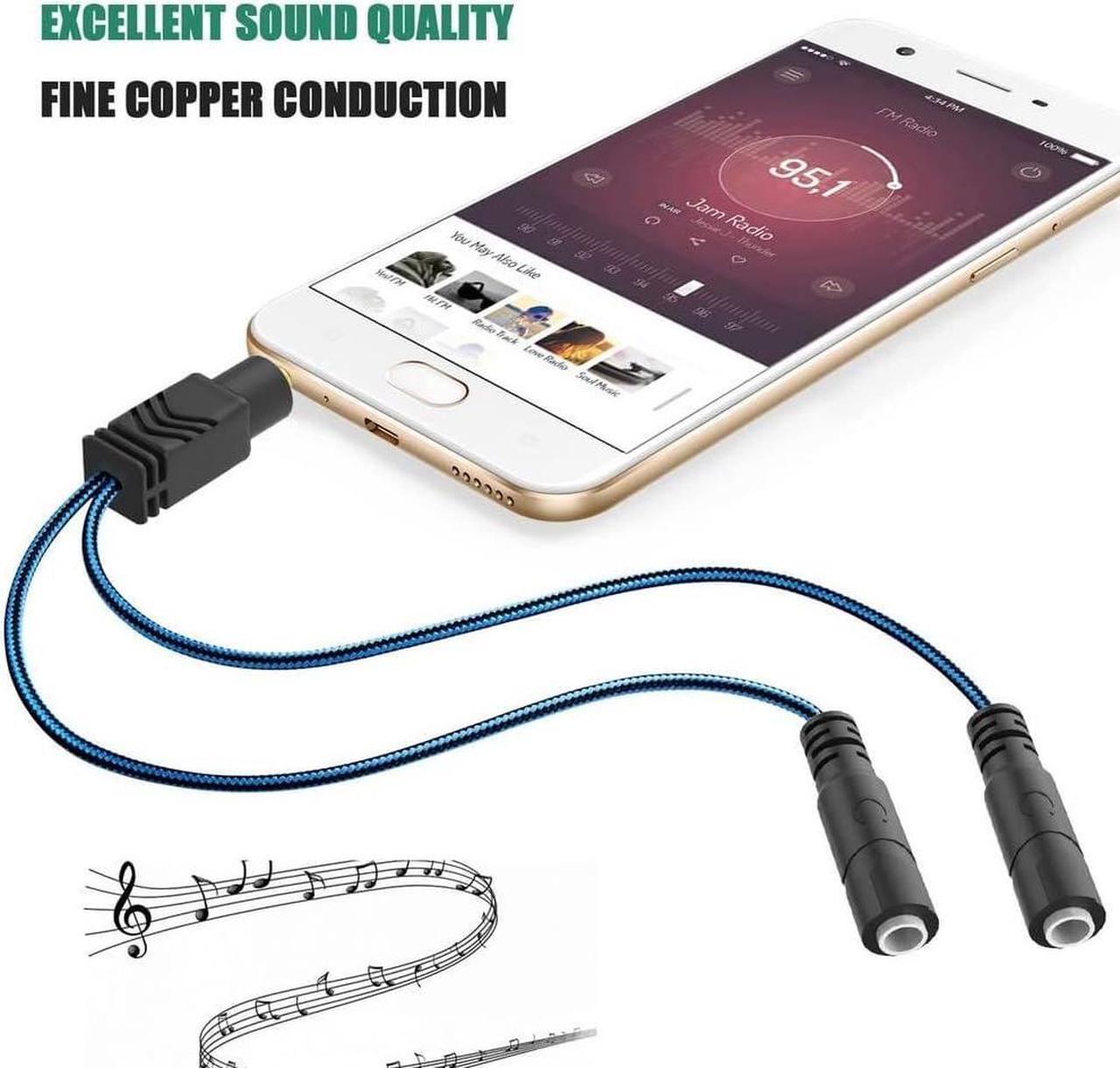 Alt view image 3 of 7 - Headphone Splitter for 2 Headphones 2 Way 3.5mm Adapter Aux Cable Mini Jack Male to Dual Female Stereo Audio Y Splitter Couple Adapter Compatible with iPad iPhone iPod MacBook PC Amplifier Speaker