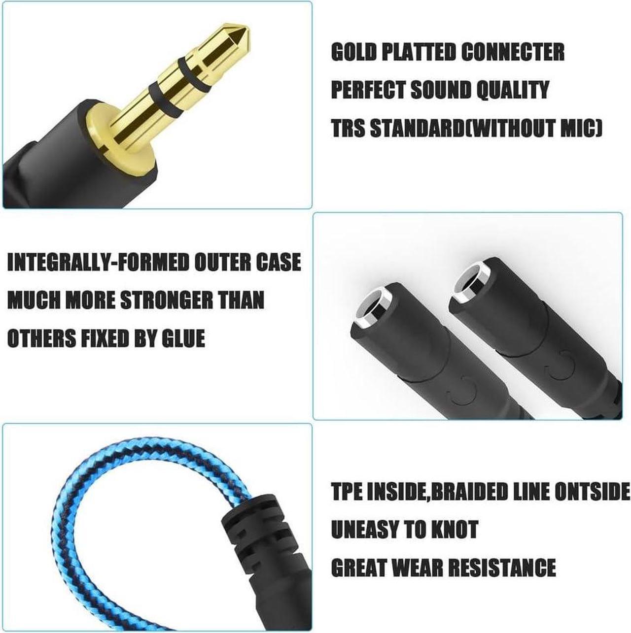 Alt view image 6 of 7 - Headphone Splitter for 2 Headphones 2 Way 3.5mm Adapter Aux Cable Mini Jack Male to Dual Female Stereo Audio Y Splitter Couple Adapter Compatible with iPad iPhone iPod MacBook PC Amplifier Speaker