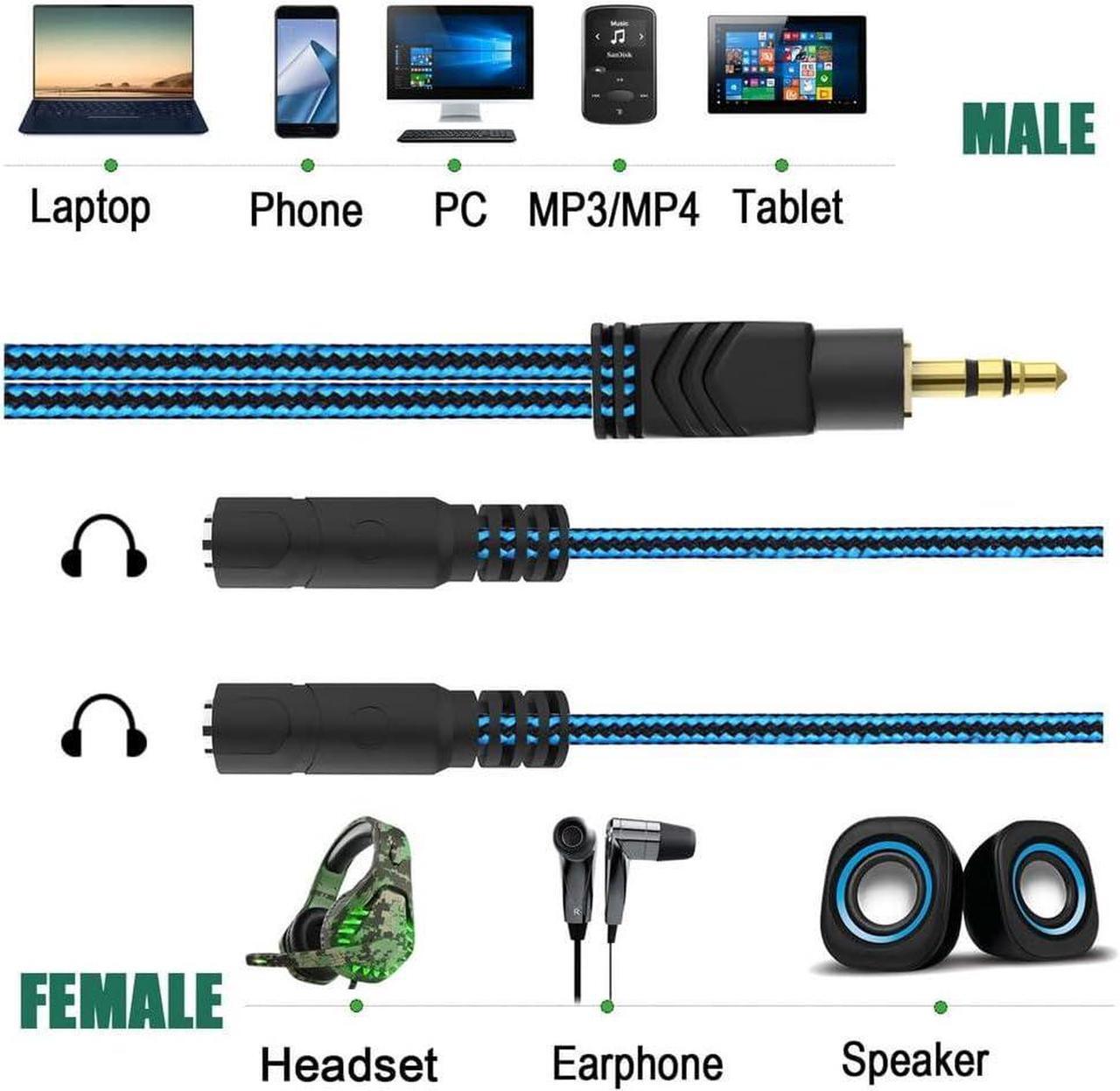 Alt view image 7 of 7 - Headphone Splitter for 2 Headphones 2 Way 3.5mm Adapter Aux Cable Mini Jack Male to Dual Female Stereo Audio Y Splitter Couple Adapter Compatible with iPad iPhone iPod MacBook PC Amplifier Speaker