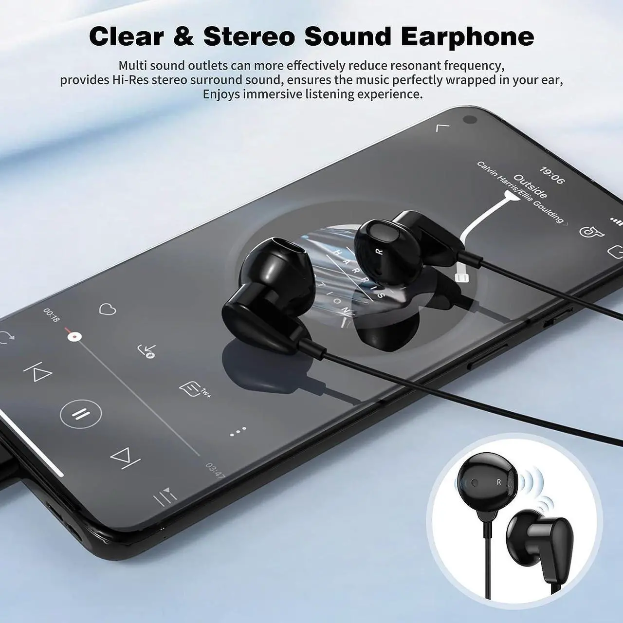 Alt view image 3 of 7 - USB Type C Headphones for Samsung S23 S22 Ultra S21 Plus A53 A54 Galaxy Z Fold 5 Flip 4 Setero Android Earphones Headset with Microphone Wired USB C Earbuds for iPad Pro Air Pixel 7 7a 6a Black