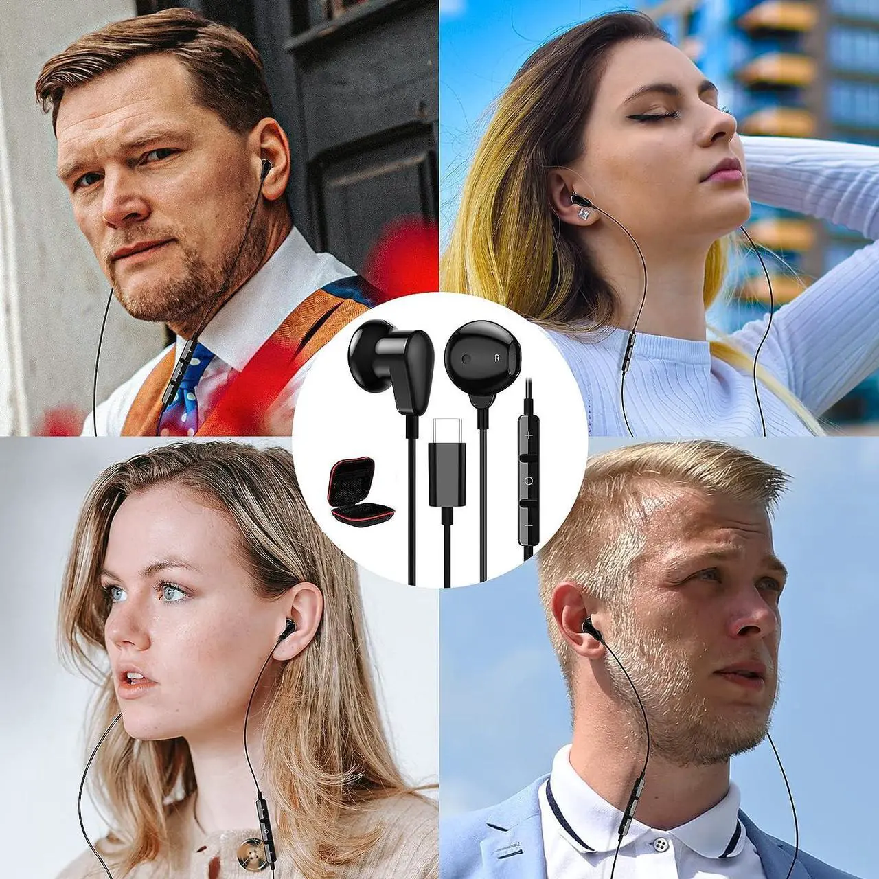 Alt view image 7 of 7 - USB Type C Headphones for Samsung S23 S22 Ultra S21 Plus A53 A54 Galaxy Z Fold 5 Flip 4 Setero Android Earphones Headset with Microphone Wired USB C Earbuds for iPad Pro Air Pixel 7 7a 6a Black