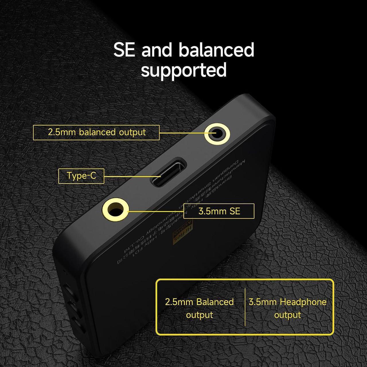 Alt view image 5 of 7 - FD1 hi res USB c dac amp Portable dac Headphone amp Mini dac dongle with Balanced Headphone Output for iPhone/Android/iOS/Mac/Windows