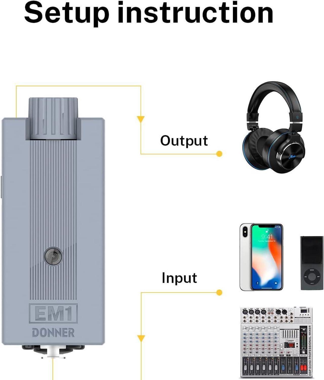 Alt view image 2 of 7 - Headphone Amplifier DC 5V-1A, 3.5mm Rechargeable Portable in-Ear Monitor Amplifier with 8 to 250 Impedance, with 2 XLR and 1/4" TRS Inputs