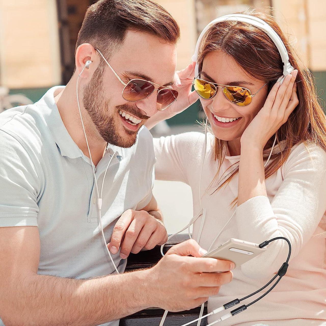 Alt view image 3 of 7 - Syncwire Headphone Splitter Nylon-Braided Extension Cable Audio Stereo Y Splitter (Hi-Fi Sound) 3.5mm Male To 2 Ports 3.5mm Female Headset Splitter for Phone PS4 Switch Tablets & More