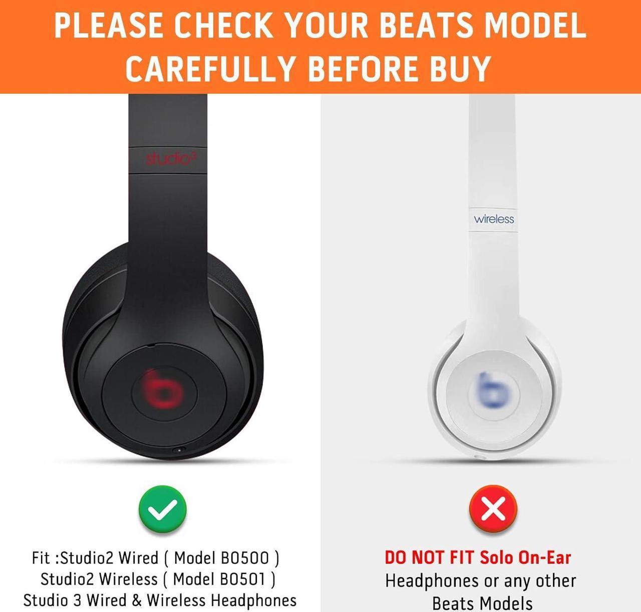 Alt view image 2 of 7 - GVOEARS Replacement Ear Pads for Beats Studio 3 Ear Cushions for Beats Studio 2&Studio 3 Wired & Wireless Not Fit Beats Solo On-Ear Headphone with Stronger 3M Adhesive Tape Thicker Memory Foam(Grey)