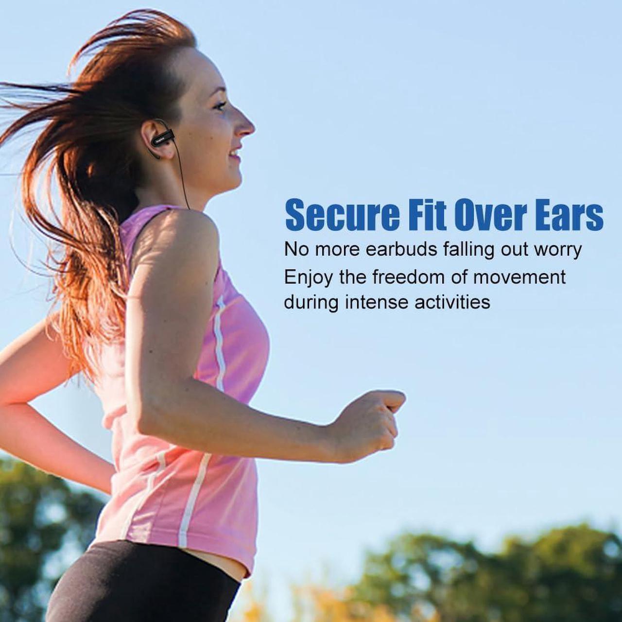 Alt view image 2 of 7 - Wired Over The Ear Earbuds with Microphone Volume Control Ear Hook and Case, Sweatproof Sport Earphones for Running Exercise Gym Workout, Wrap Around Headphones for Cellphones, Laptop, Tablet