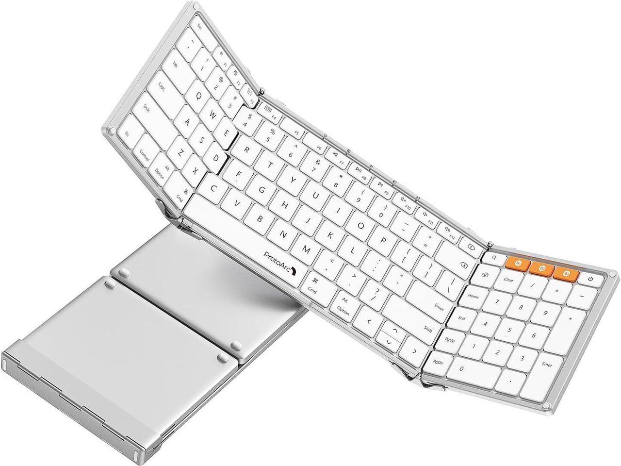 Foldable Bluetooth Keyboard for iPad (iOS/Mac OS), ProtoArc XK01-A Folding Wireless Keyboard with Number Pad, Full Travel Keyboard for Macbook, iMac, iPad 10.2, iPad Pro 12.9/11, iPad Air/Mini, iPhone