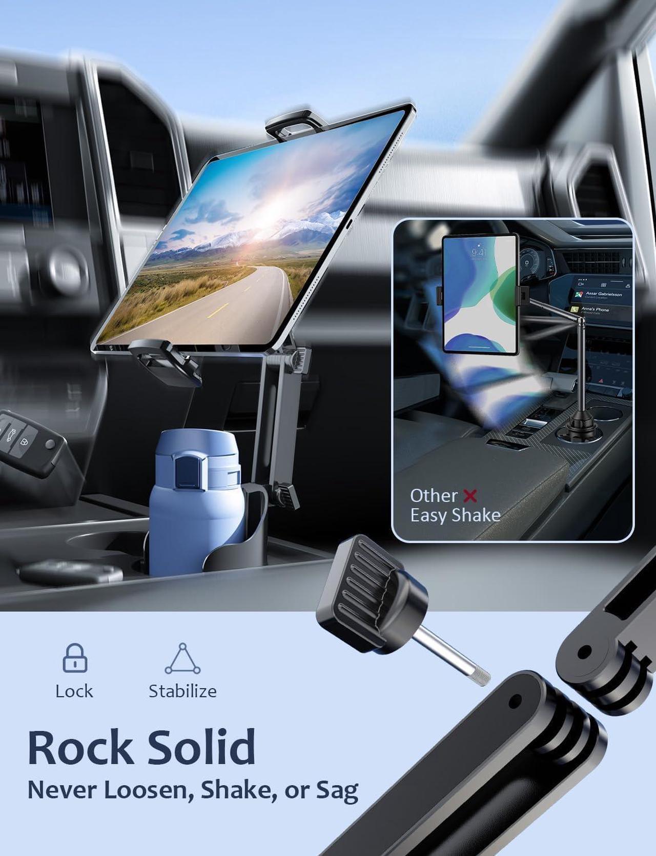 Alt view image 2 of 7 - Cup Holder Tablet Mount for iPad: Car Cup Holder Tablet Stand with Adjustable Arm for Truck Compatible with iPad Pro Air Mini | Galaxy Tab | Kindle Fire HD or Other 4.7-12.9 Devices