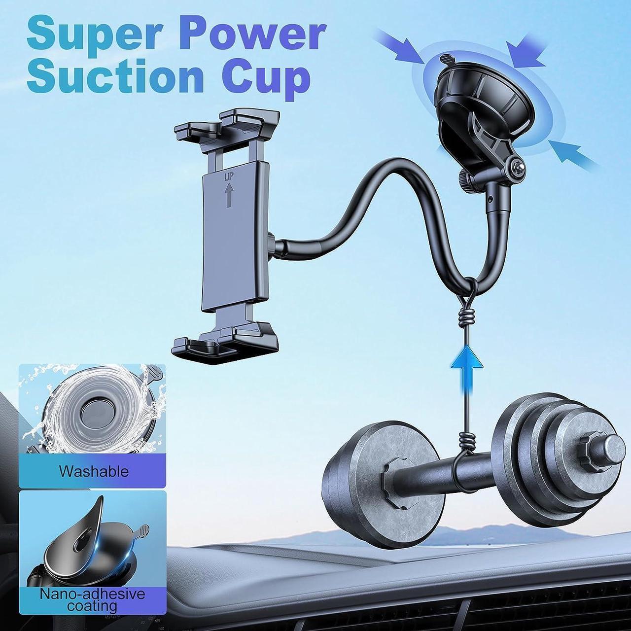 Alt view image 5 of 6 - Tablet Holder for Car Long Arm Gooseneck iPad Holder for Car Dashboard/Windshield/Air Vent Mount Strong TPU Suction Cup Tablet Stand 360 Rotation for 7- 12.9 Tablet 2 Lengths Arm