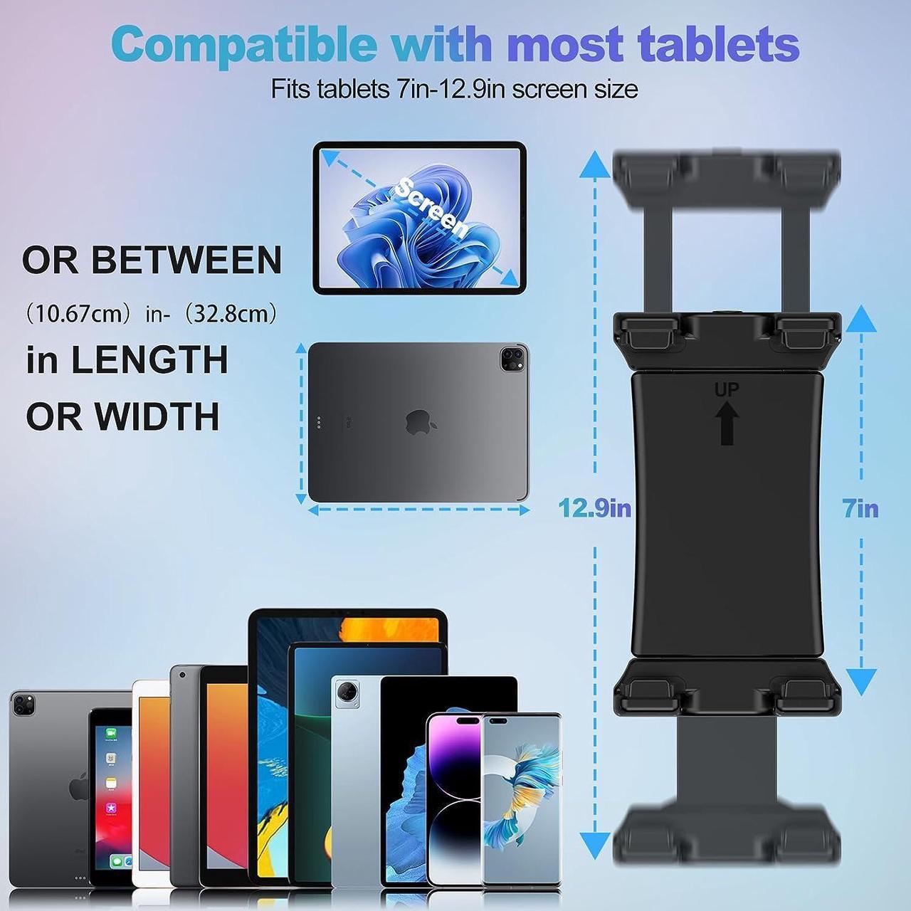 Alt view image 6 of 6 - Tablet Holder for Car Long Arm Gooseneck iPad Holder for Car Dashboard/Windshield/Air Vent Mount Strong TPU Suction Cup Tablet Stand 360 Rotation for 7- 12.9 Tablet 2 Lengths Arm